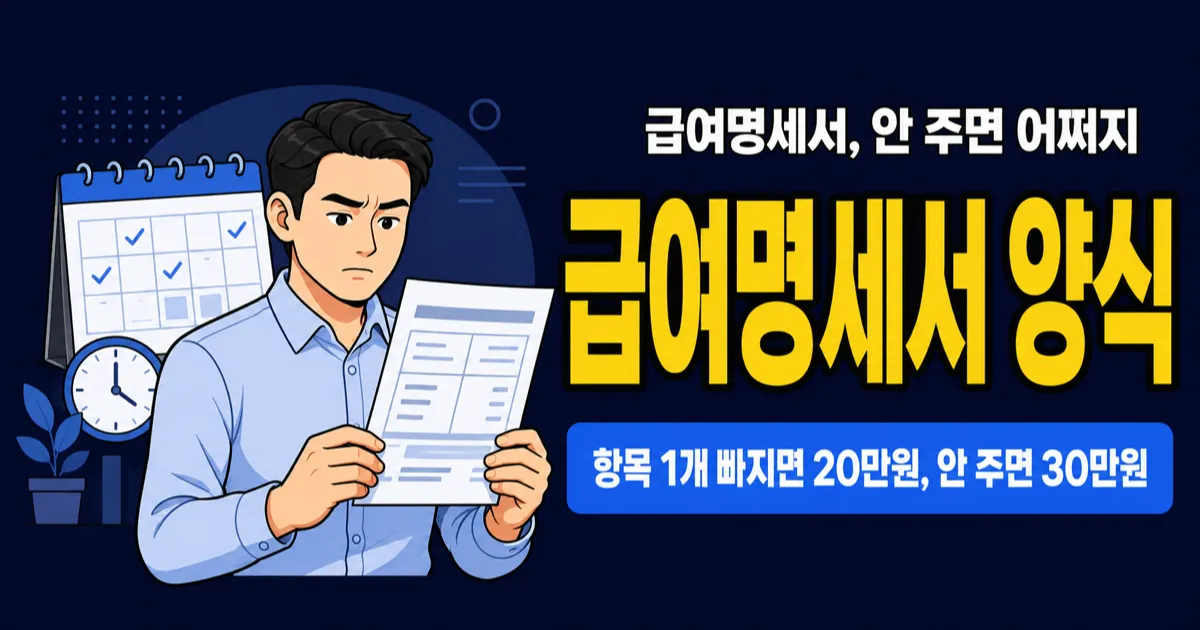 급여명세서 양식, 빠진 항목 1개에 과태료 20만원?