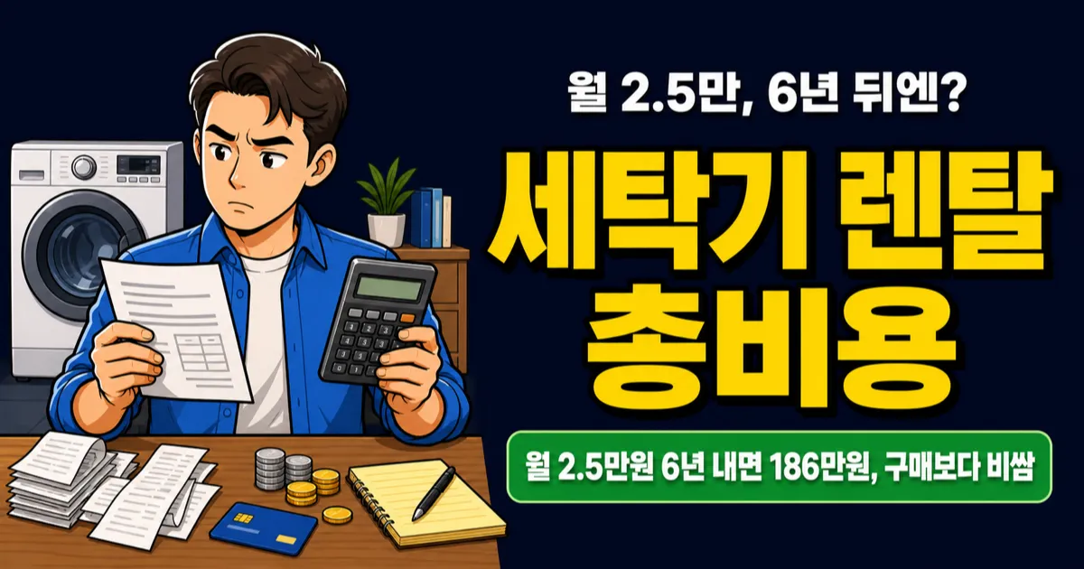 세탁기 렌탈 비용 월 2.5만원, 6년이면 구매보다 비쌀까?