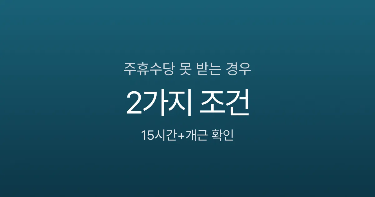 주휴수당 못 받는 경우, 딱 2가지 조건만 확인하세요