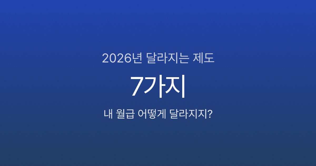2026년 내 월급 달라진다, 직장인이 알아야 할 제도 변경 7가지