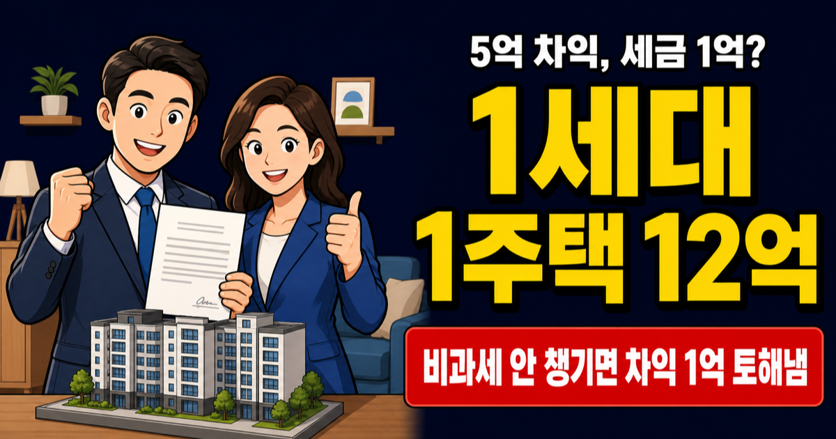 아파트 양도세 5억 차익에 1억? 1세대 1주택 12억 비과세 안 받으면 손해