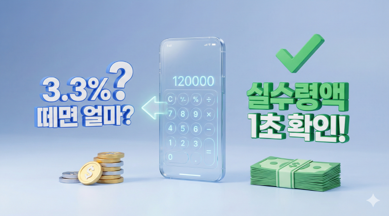 프리랜서가 3.3% 떼일 때 실수령액은?